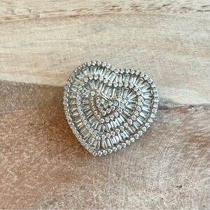 Sparkling Silver-tone Pavé Heart Pendant